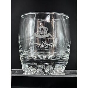 Crown Royal‎ Etched Whiskey Low Ball Clear Glass Shooter Heavy Base 8 oz. EUC